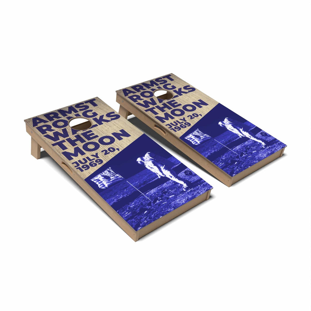 Slick Woody's Cornhole Co. Cornhole Board Armstrong Walks the Moon Americana Cornhole Boards - Professional Signature
