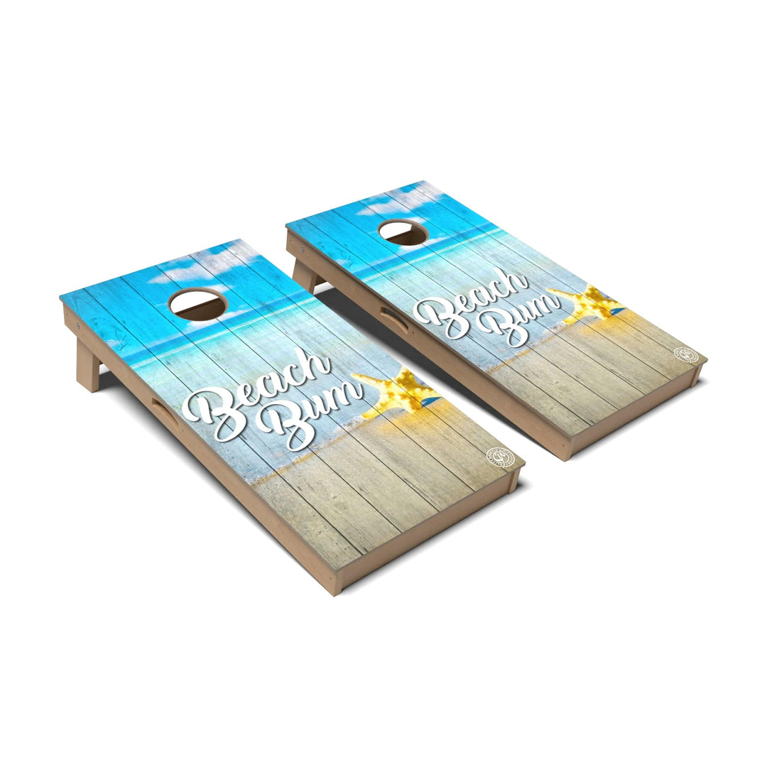 Slick Woody's Cornhole Co. Cornhole Board Beach Bum Coastal Cornhole Boards - Professional Signature