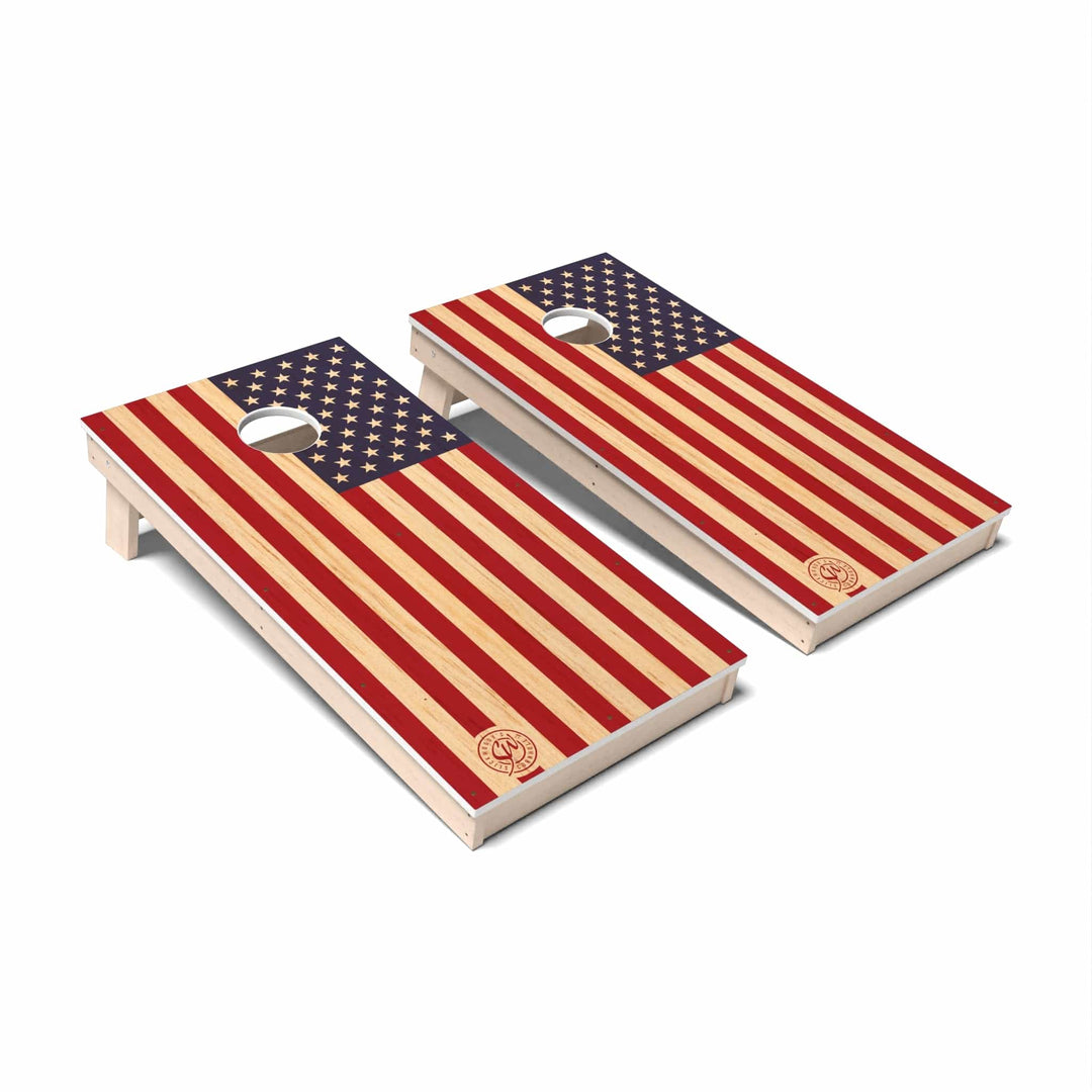 Slick Woody's Cornhole Co. Cornhole Board Butternut Wood Americana Cornhole Boards - All Weather