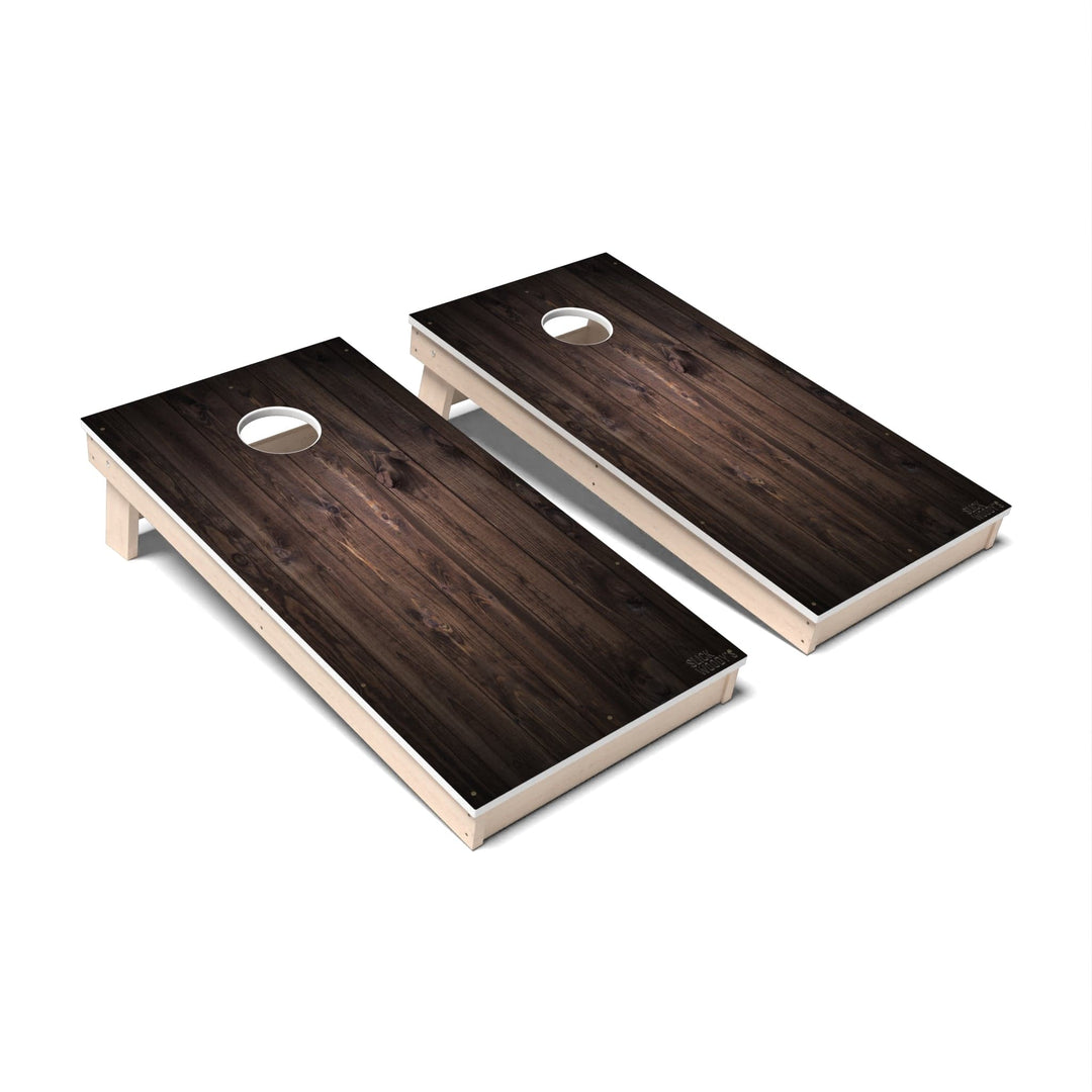 Slick Woody's Cornhole Co. Cornhole Board Expresso Rustic Wood Cornhole Boards - All Weather