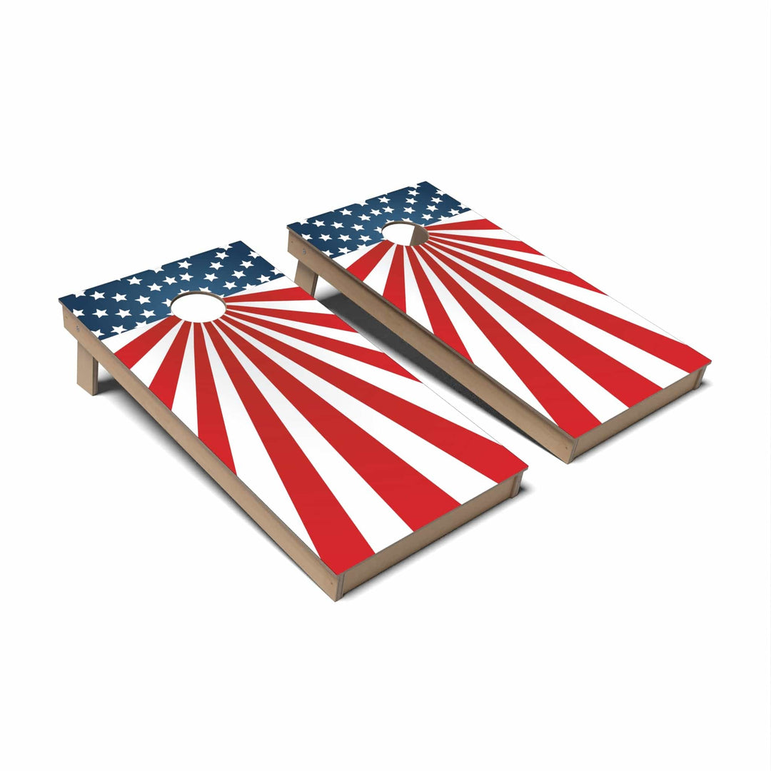 Slick Woody's Cornhole Co. Cornhole Board Flag Pattern Americana Cornhole Boards - Backyard