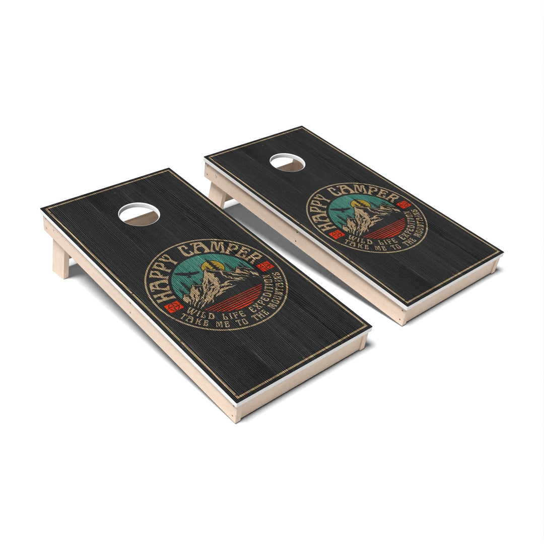 Slick Woody's Cornhole Co. Cornhole Board Happy Camper Vintage Cornhole Boards - All Weather