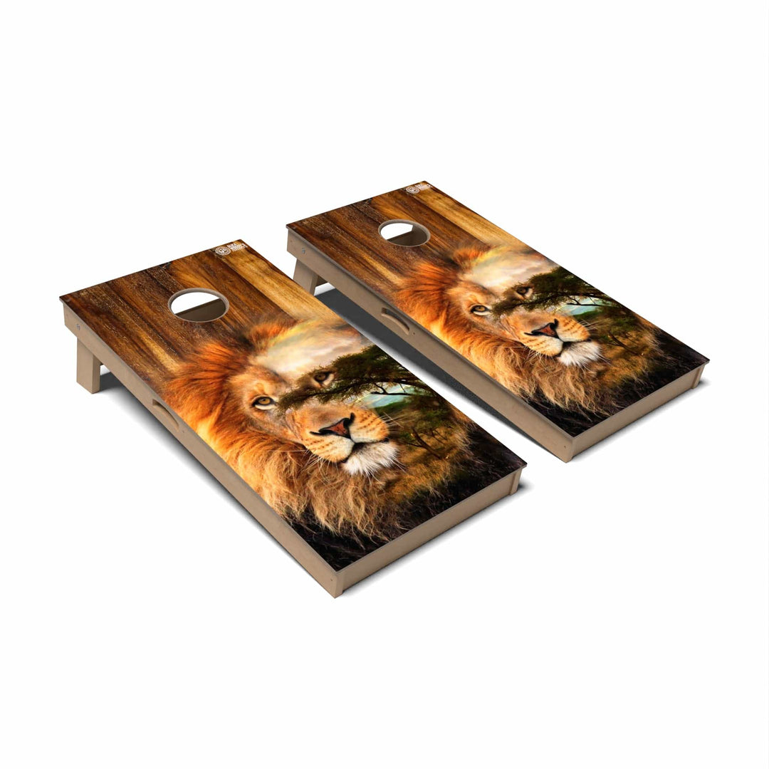 Slick Woody's Cornhole Co. Cornhole Board Lion Wild Animal Cornhole Boards - Professional Signature