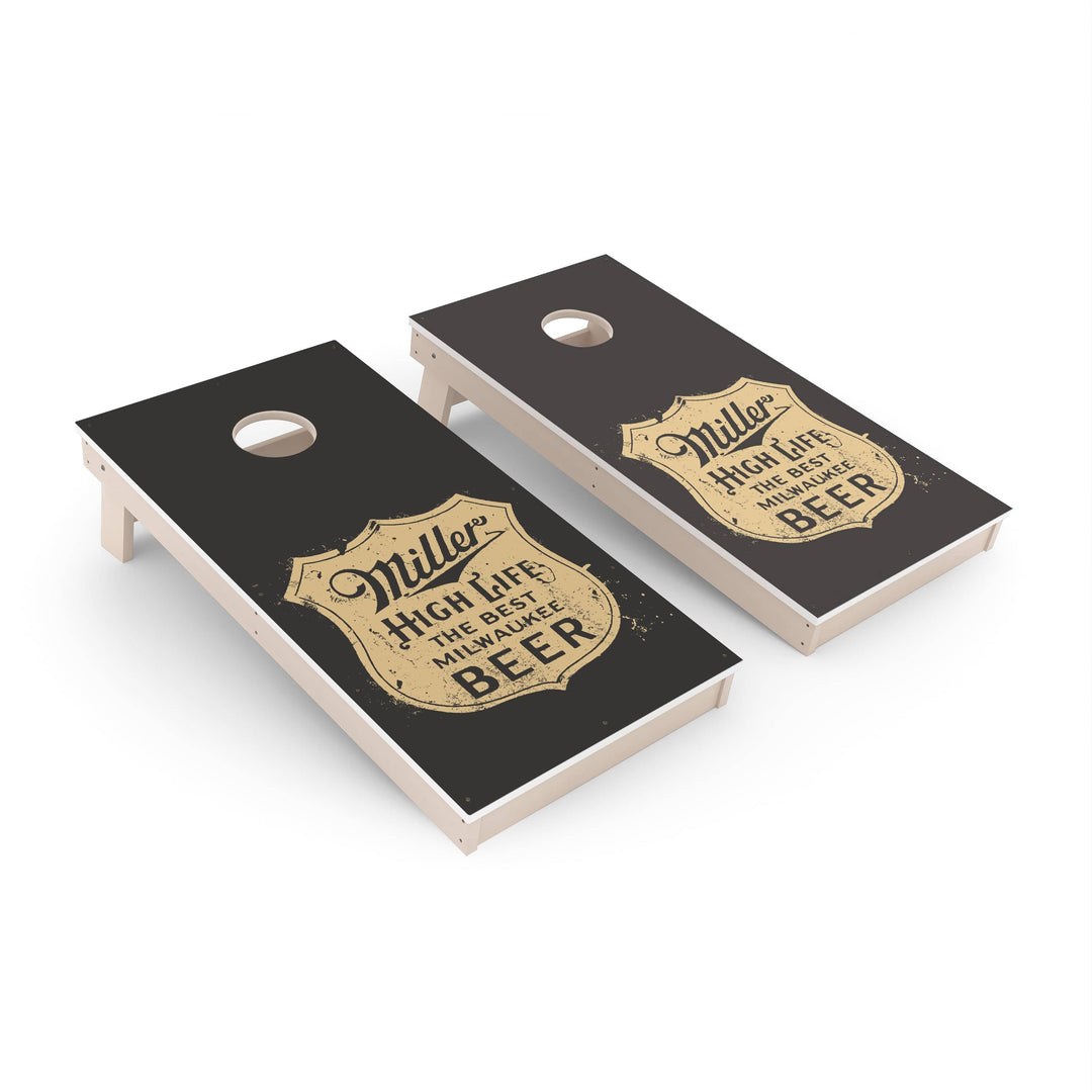 Slick Woody's Cornhole Co. Cornhole Board Miller High Life Grunge Beer Brands Cornhole Boards - All Weather