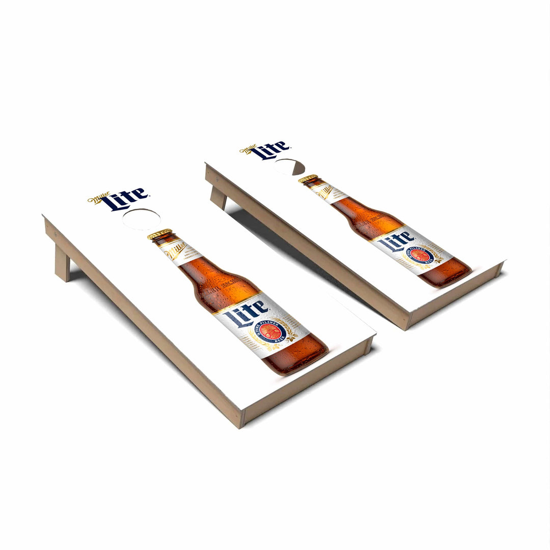 Slick Woody's Cornhole Co. Cornhole Board Miller Light Bottle Beer Brands Cornhole Boards - Backyard