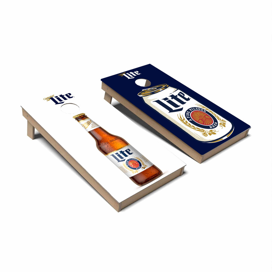 Slick Woody's Cornhole Co. Cornhole Board Miller Lite Split Beer Brands Cornhole Boards - Backyard
