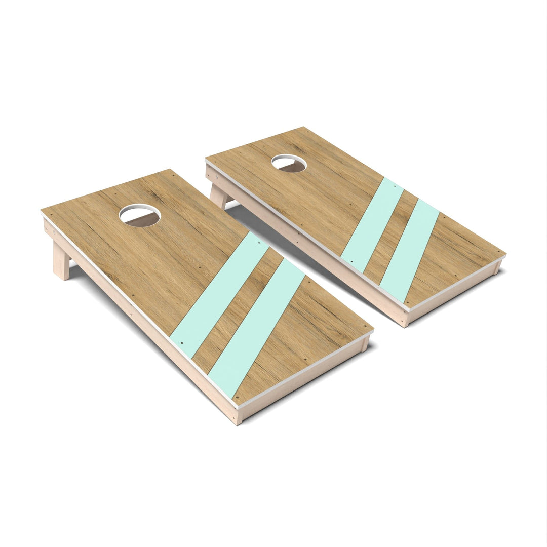Slick Woody's Cornhole Co. Cornhole Board Mint Angled Lines Surf Cornhole Boards - All Weather