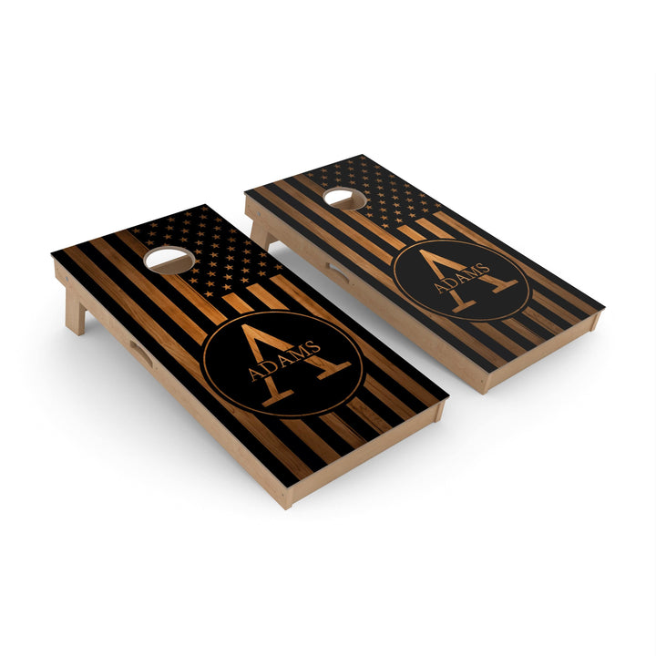 Slick Woody's Cornhole Co. Cornhole Board Monogrammed Custom Flag Cornhole Boards - Pro Series