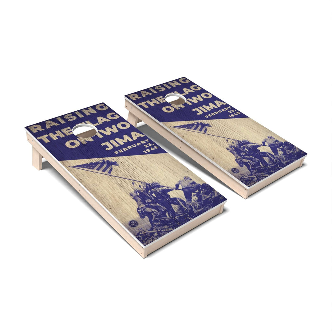 Slick Woody's Cornhole Co. Cornhole Board Raising the Flag on Iwo Jima Americana Cornhole Boards - All Weather