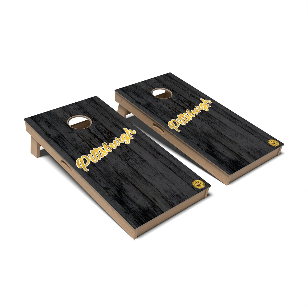 Slick Woody's Cornhole Co. Cornhole Board Solid Baseball Pittsburgh Cornhole Boards - Professional Signature