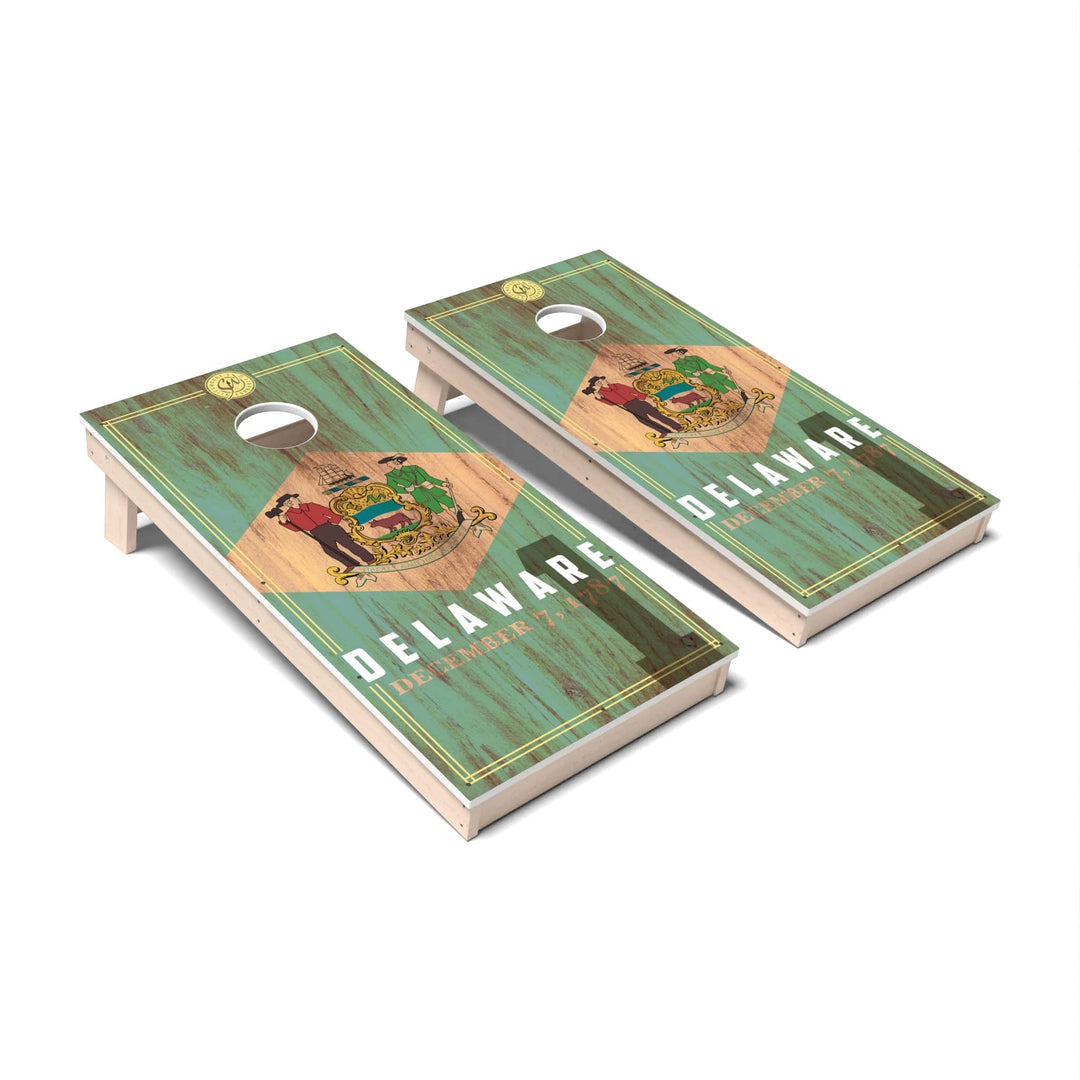 Slick Woody's Cornhole Co. Cornhole Board State Flag 2.0 Delaware Cornhole Boards - All Weather