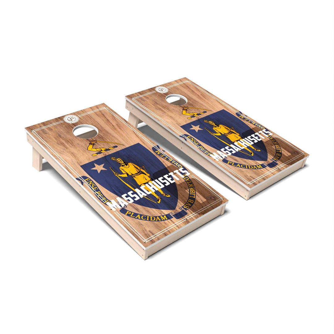 Slick Woody's Cornhole Co. Cornhole Board State Flag 2.0 Massachusetts Cornhole Boards - All Weather