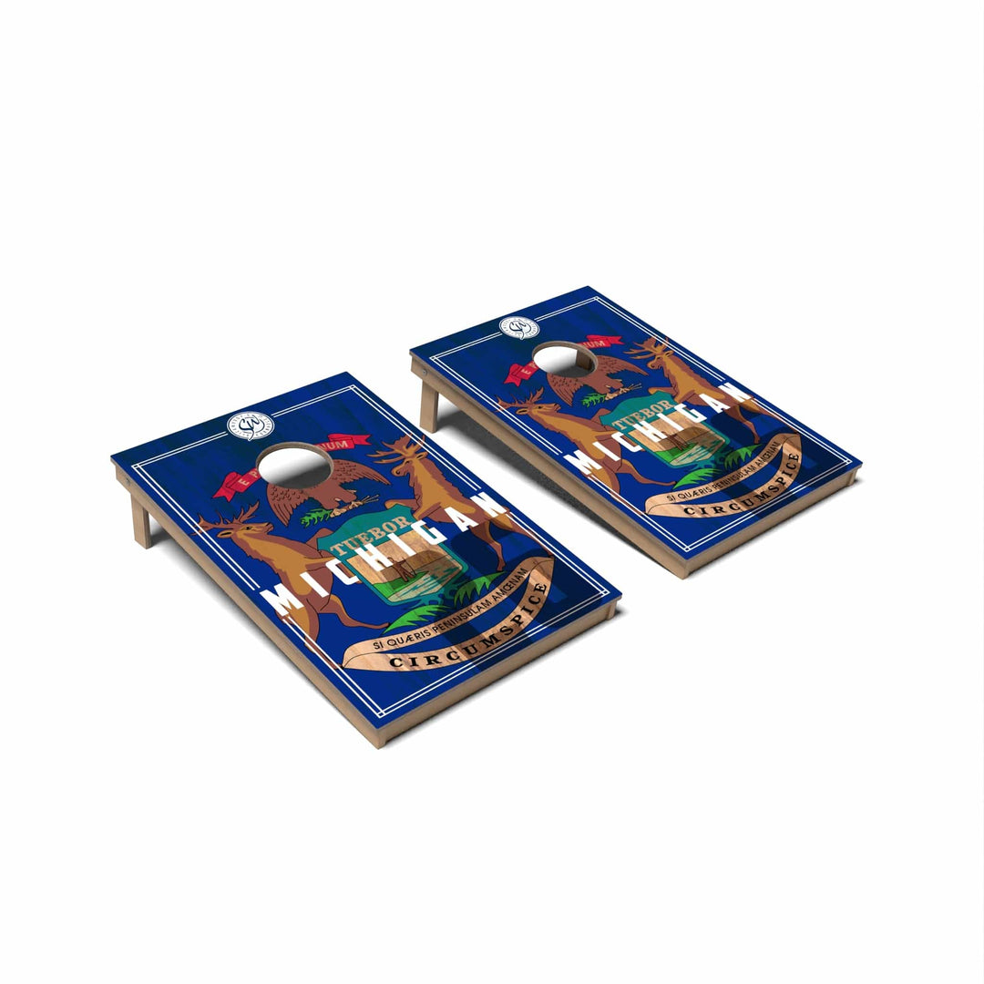 Slick Woody's Cornhole Co. Cornhole Board State Flag 2.0 Michigan Cornhole Boards - Tailgate