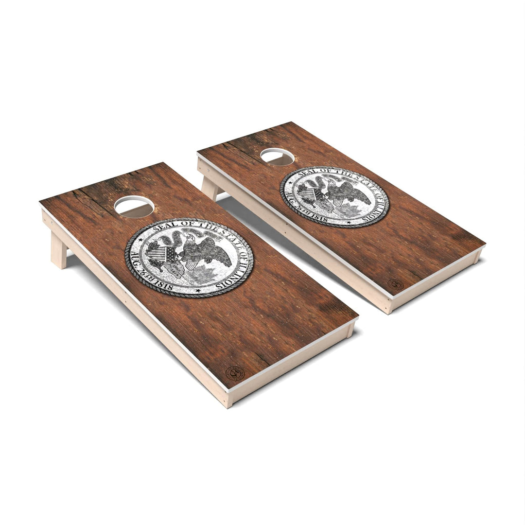 Slick Woody's Cornhole Co. Cornhole Board State Flag Vintage Illinois Cornhole Boards - All Weather