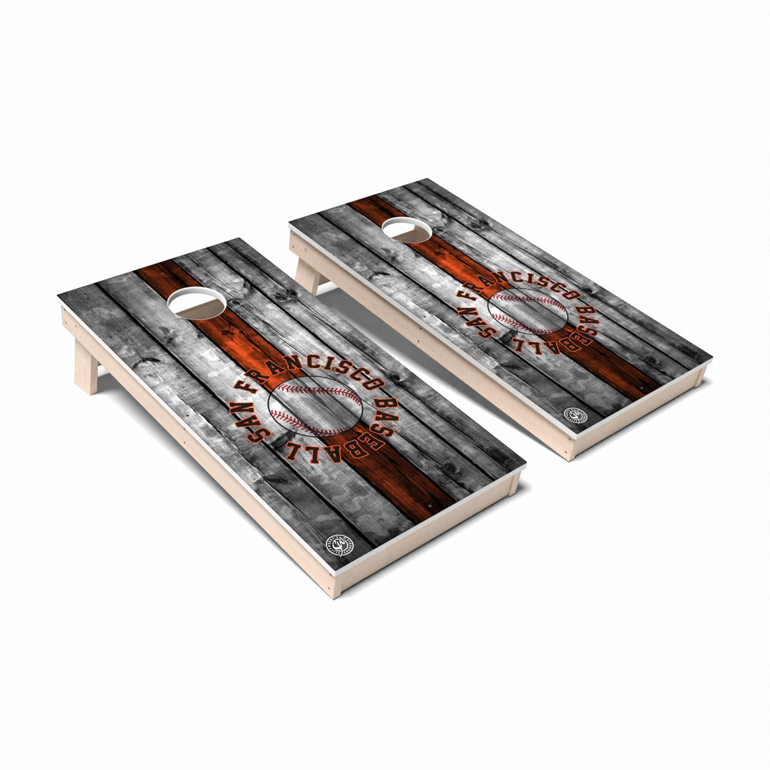 Slick Woody's Cornhole Co. Cornhole Board Striped Baseball San Francisco Cornhole Boards - All Weather