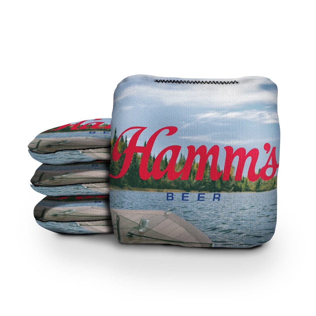 Slick Woody's Cornhole Co. Pro Style Cornhole Bags Hamm's Lake Beer Brand Cornhole Bags