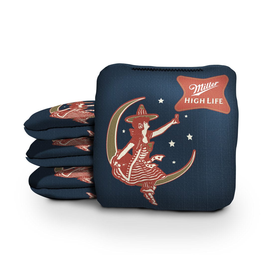 Slick Woody's Cornhole Co. Pro Style Cornhole Bags Miller High Life Girl Beer Brand Cornhole Bags