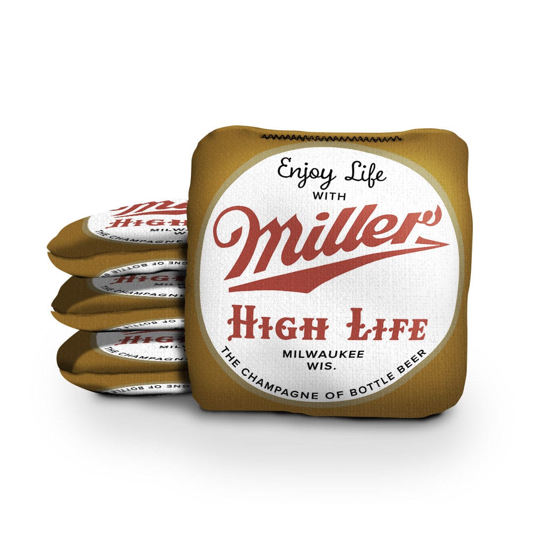 Slick Woody's Cornhole Co. Pro Style Cornhole Bags Miller High Life Gold Beer Brand Cornhole Bags