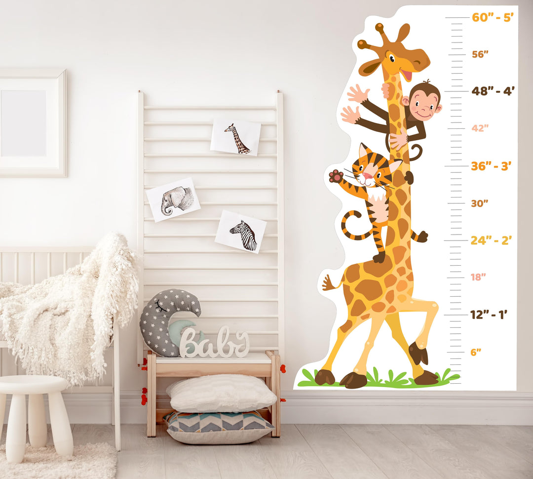 Slick Prints Wall Stickers Giraffe Height Chart Wall Sticker