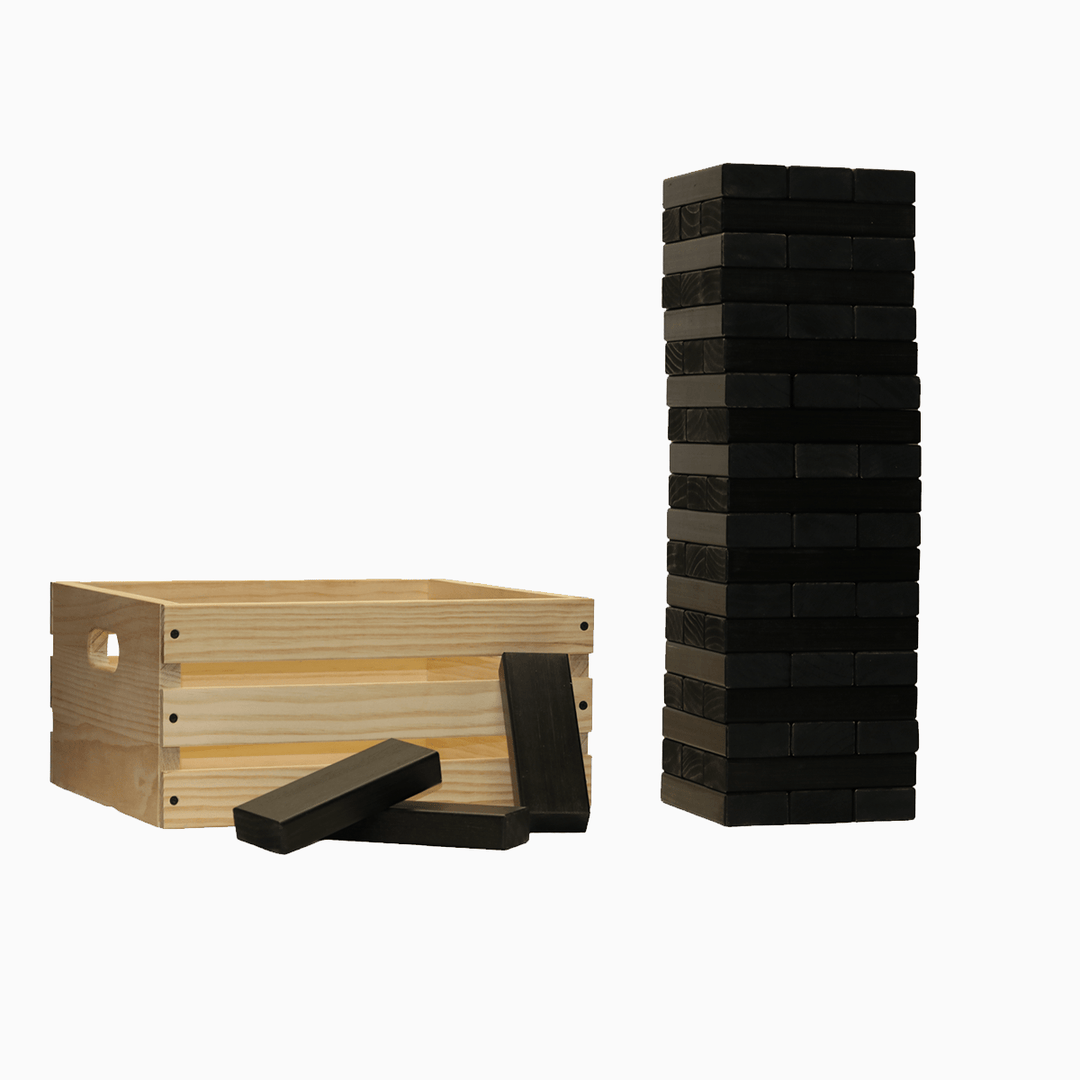 Slick Woody's Black / Black Tailgating Pros Giant Toppling Timbers with Natural Wooden Crate