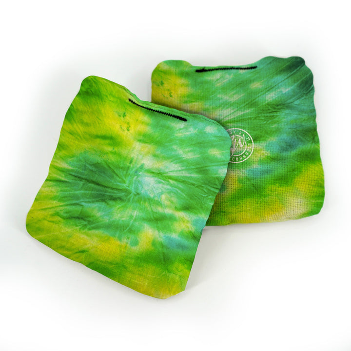 Slick Woody’s Cornhole Bags Green & Yellow Spiral Tie Dye Pro Bags