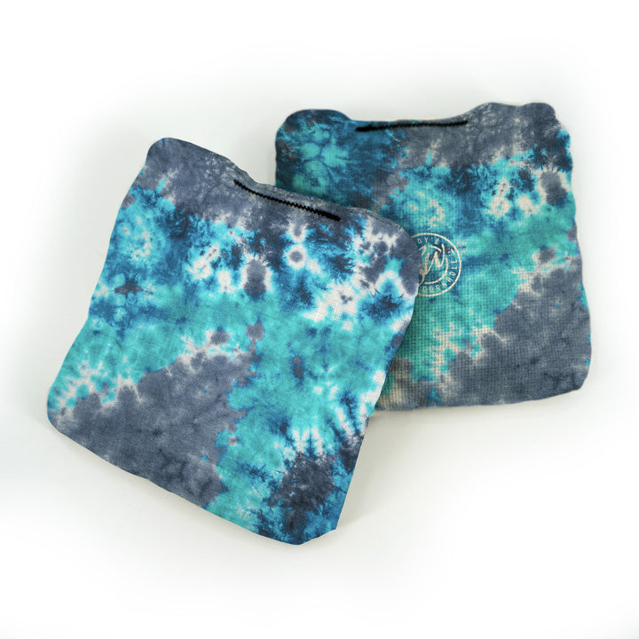 Slick Woody’s Cornhole Bags Grey & Blue Crumple Tie Dye Pro Bags