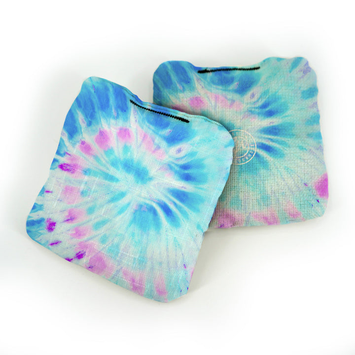 Slick Woody’s Cornhole Bags Pink & Blue Spiral Tie Dye Pro Bags