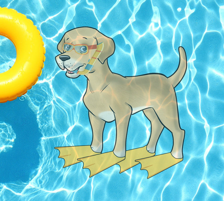 Slick Woody's Cornhole Co. Animated Animals Golden Retriever Underwater Pool Mat Tattoo
