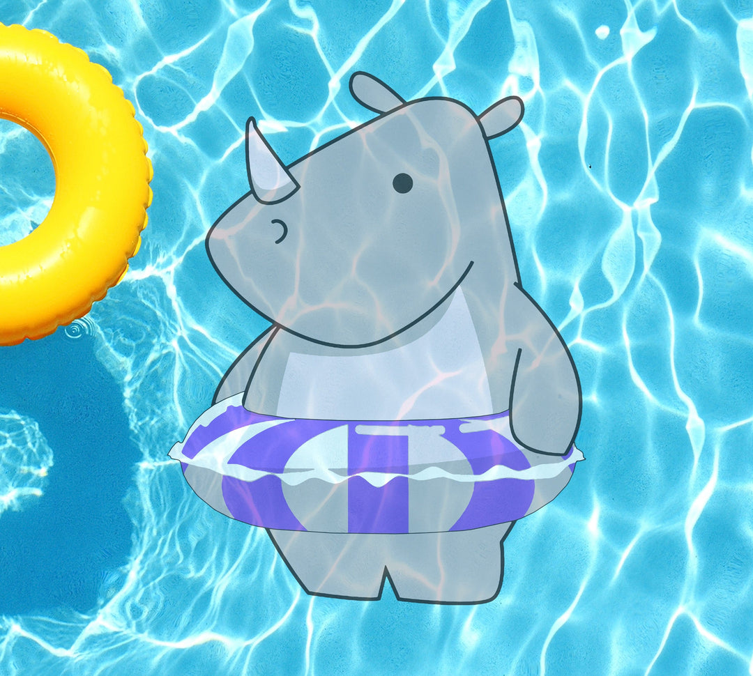 Slick Woody's Cornhole Co. Animated Animals Rhino Underwater Pool Mat Tattoo