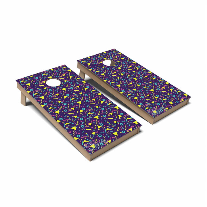 Slick Woody's Cornhole Co. Cornhole Board 80s Purple Retro Retro Cornhole Boards - Backyard