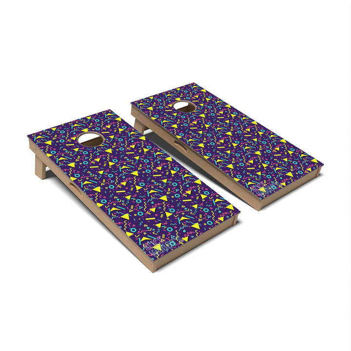 Slick Woody's Cornhole Co. Cornhole Board 80s Purple Retro Retro Cornhole Boards - Professional Signature