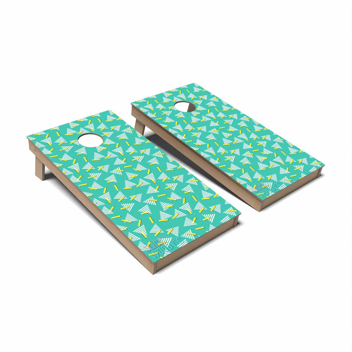 Slick Woody's Cornhole Co. Cornhole Board 80s Teal Retro Retro Cornhole Boards - Backyard