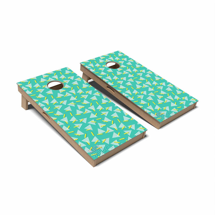 Slick Woody's Cornhole Co. Cornhole Board 80s Teal Retro Retro Cornhole Boards - Professional Signature