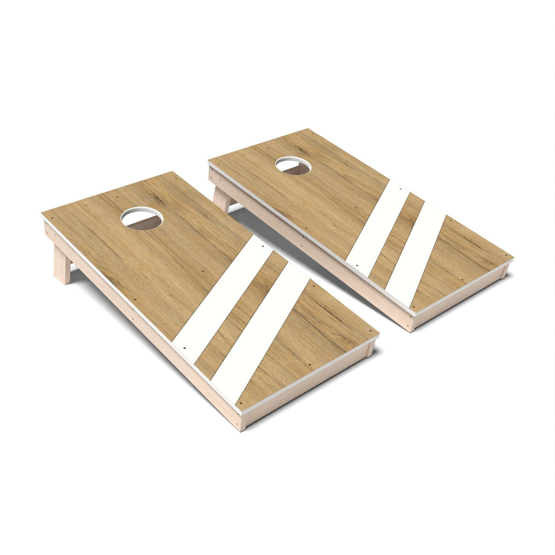 Slick Woody's Cornhole Co. Cornhole Board Almond Angled Lines Surf Cornhole Boards - All Weather