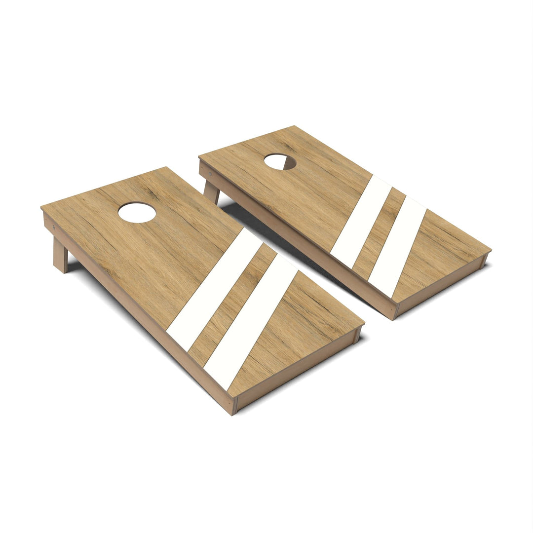 Slick Woody's Cornhole Co. Cornhole Board Almond Angled Lines Surf Cornhole Boards - Backyard