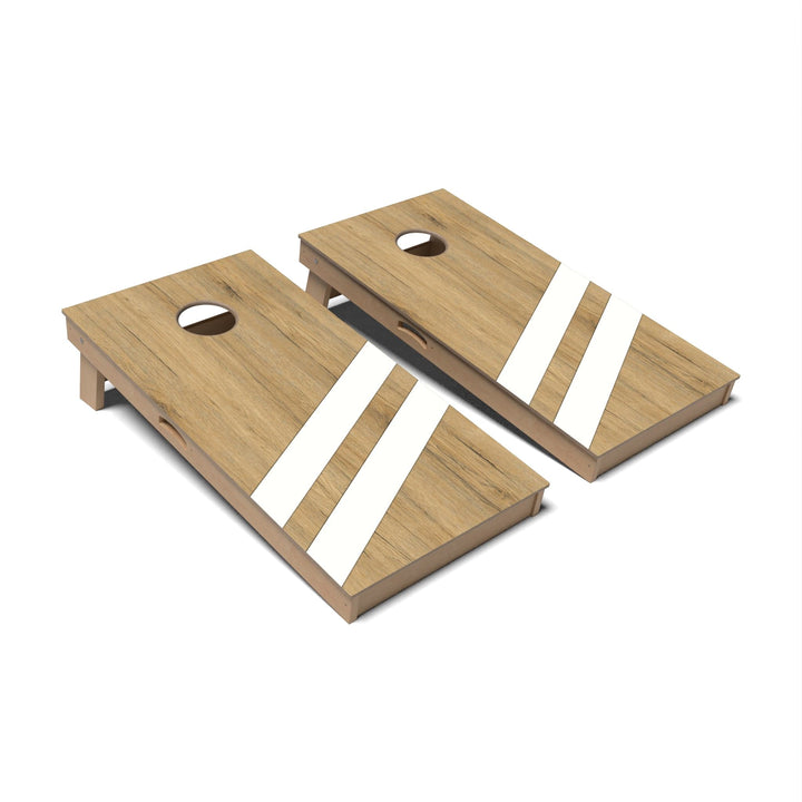 Slick Woody's Cornhole Co. Cornhole Board Almond Angled Lines Surf Cornhole Boards - Professional Signature