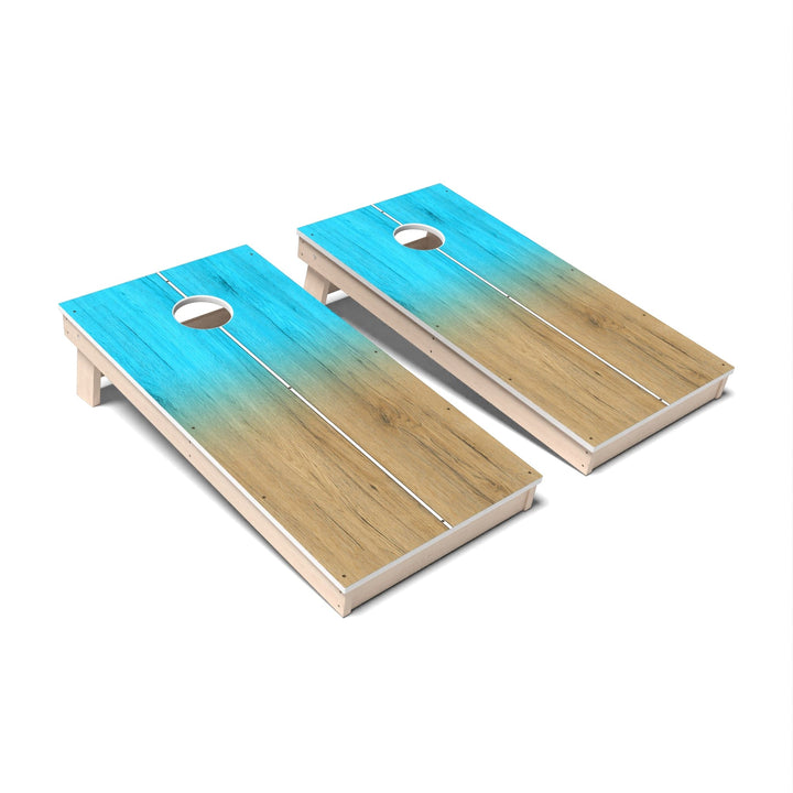 Slick Woody's Cornhole Co. Cornhole Board Aqua Blue Gradient Surf Cornhole Boards - All Weather