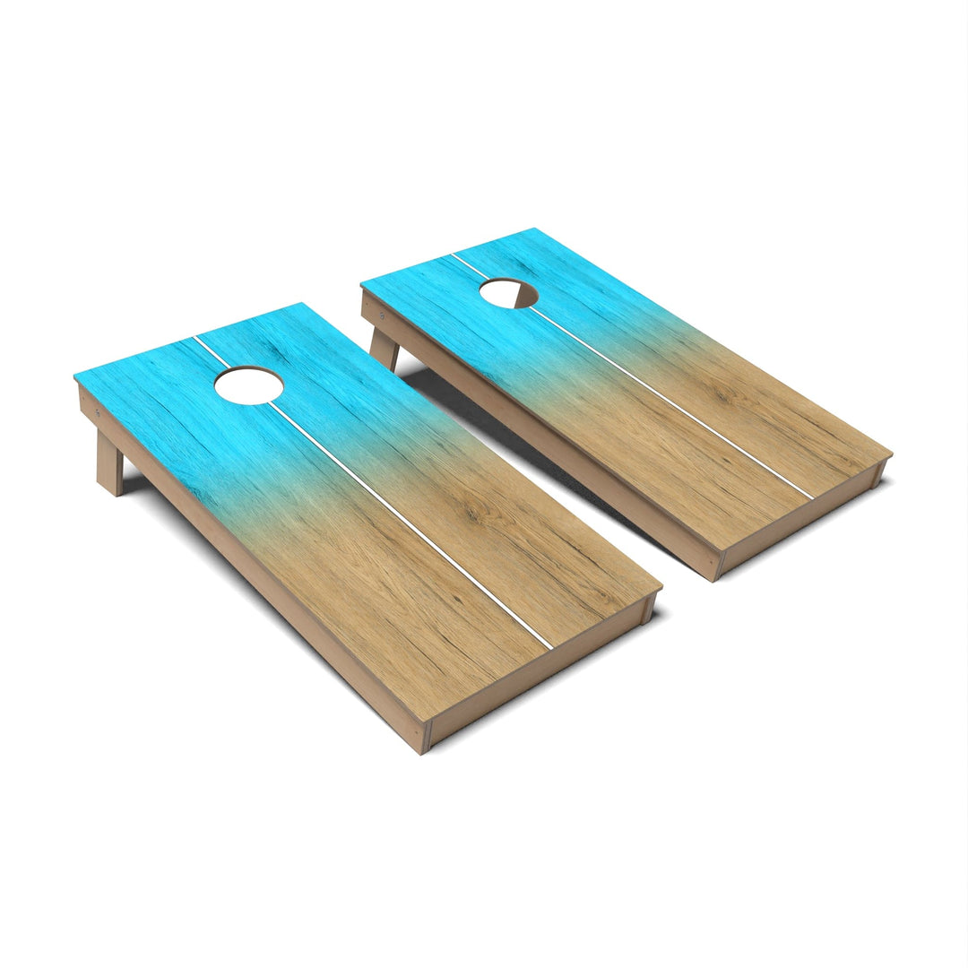 Slick Woody's Cornhole Co. Cornhole Board Aqua Blue Gradient Surf Cornhole Boards - Backyard