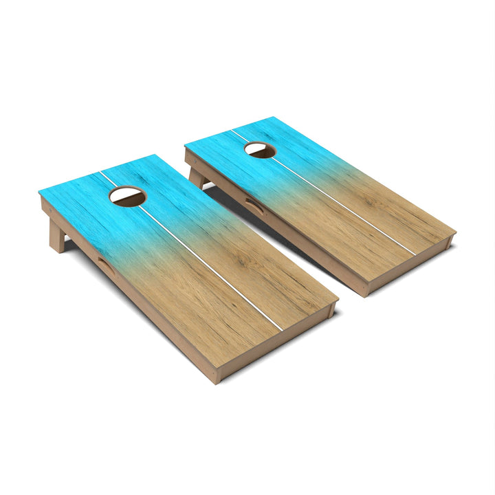 Slick Woody's Cornhole Co. Cornhole Board Aqua Blue Gradient Surf Cornhole Boards - Professional Signature