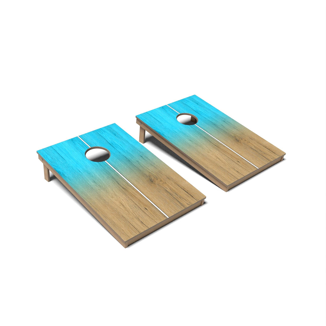 Slick Woody's Cornhole Co. Cornhole Board Aqua Blue Gradient Surf Cornhole Boards - Tailgate
