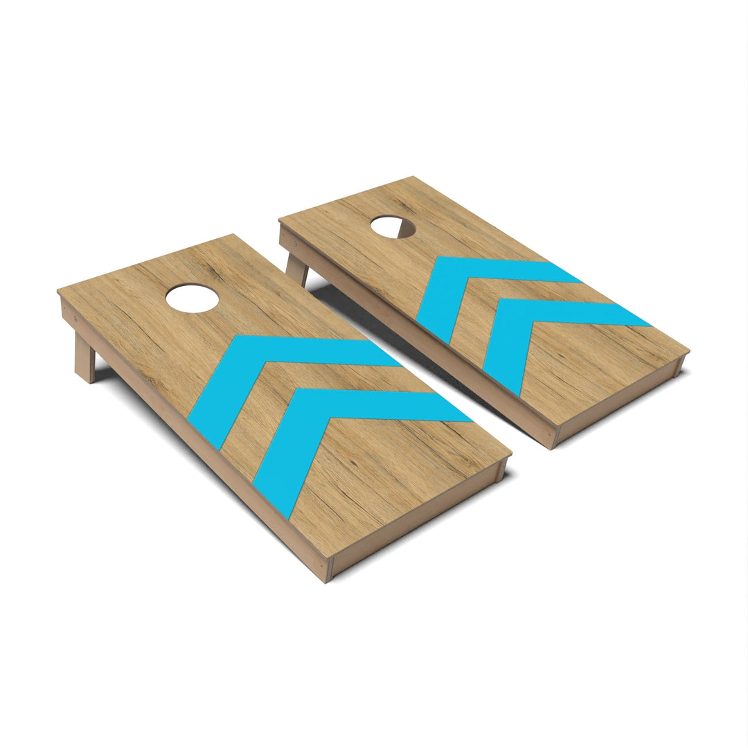 Slick Woody's Cornhole Co. Cornhole Board Aqua Chevron Surf Cornhole Boards - Backyard