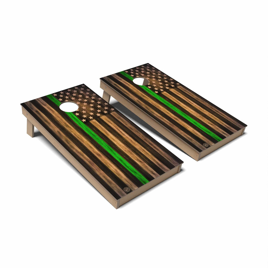 Slick Woody's Cornhole Co. Cornhole Board Armed Forces Green Thin Line Flag Cornhole Boards - Backyard