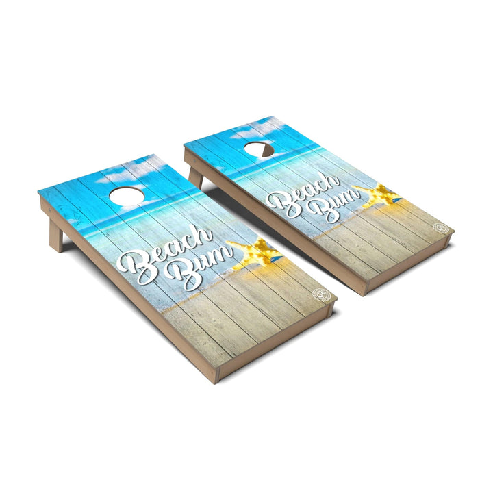 Slick Woody's Cornhole Co. Cornhole Board Beach Bum Coastal Cornhole Boards - Backyard