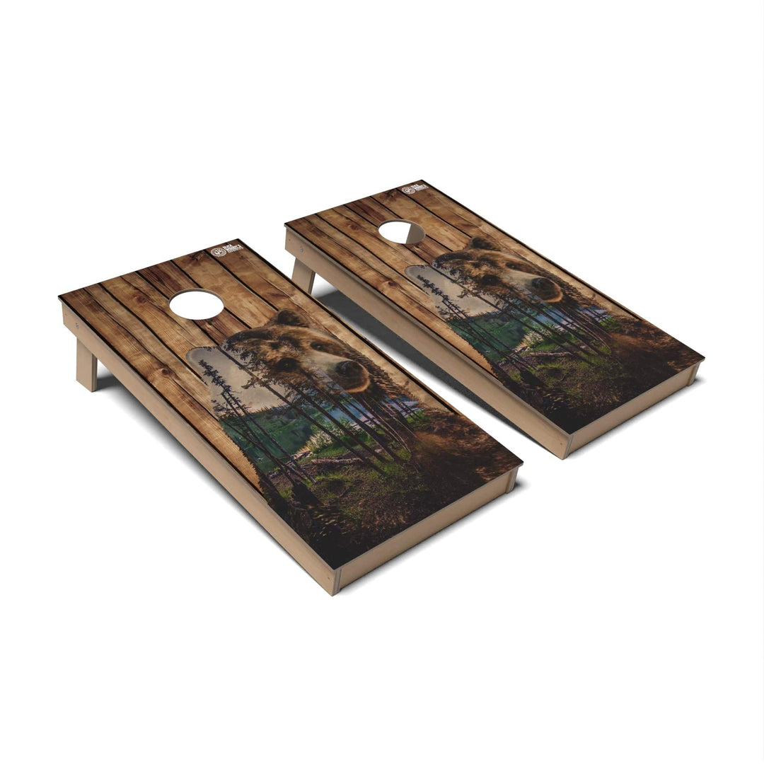 Slick Woody's Cornhole Co. Cornhole Board Bear Mountain Wild Animal Cornhole Boards - Backyard