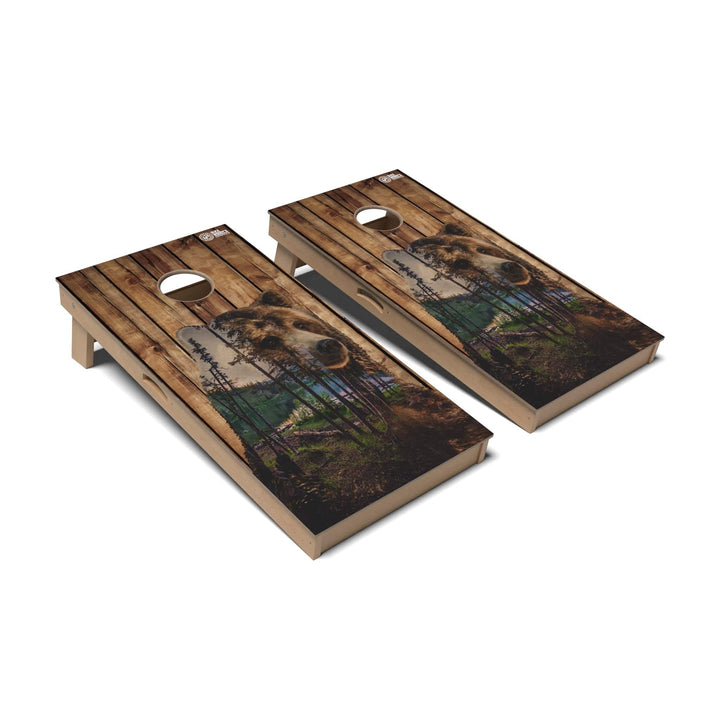 Slick Woody's Cornhole Co. Cornhole Board Bear Mountain Wild Animal Cornhole Boards - Professional Signature