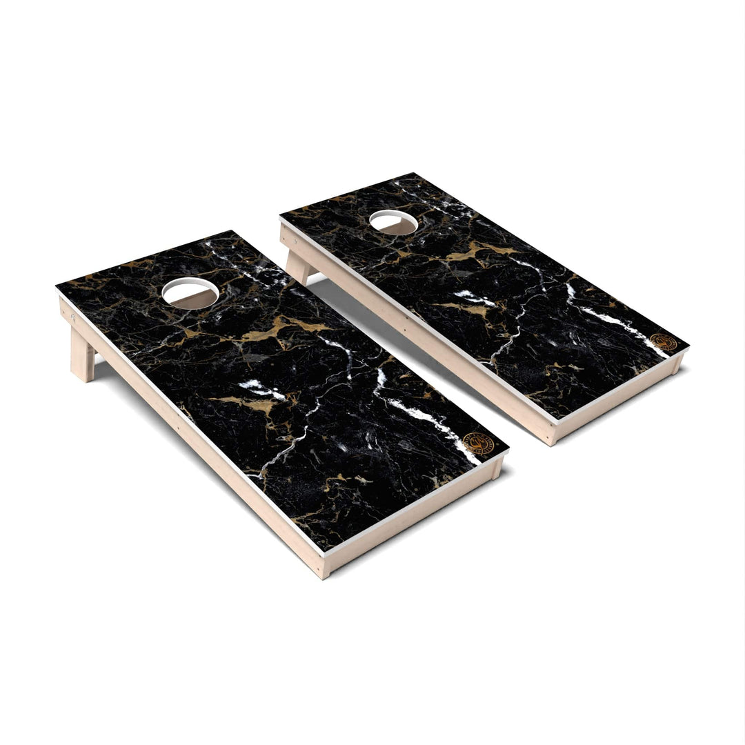 Slick Woody's Cornhole Co. Cornhole Board Black Marble Cornhole Boards - All Weather