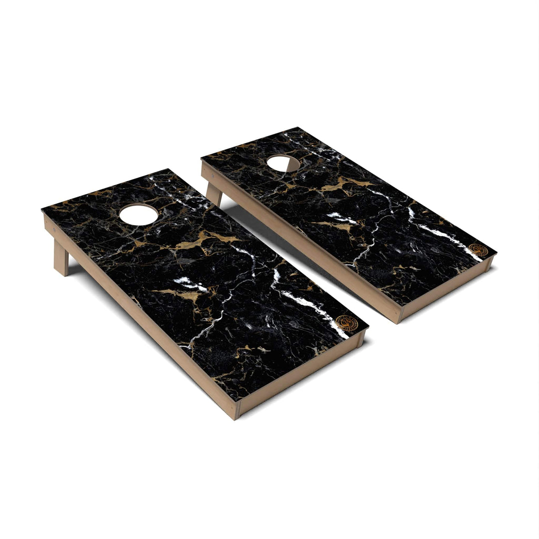 Slick Woody's Cornhole Co. Cornhole Board Black Marble Cornhole Boards - Backyard