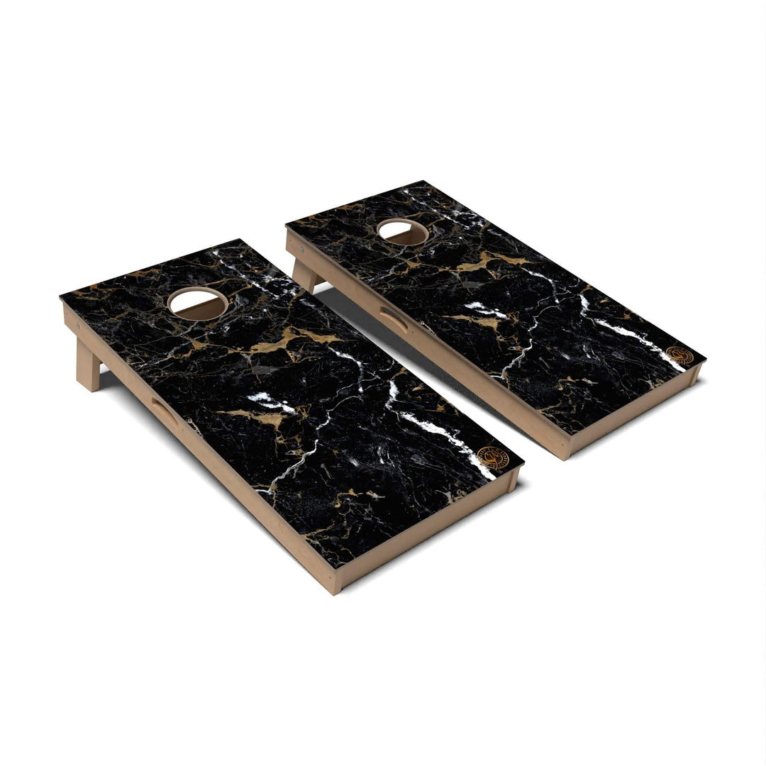 Slick Woody's Cornhole Co. Cornhole Board Black Marble Cornhole Boards - Professional Signature