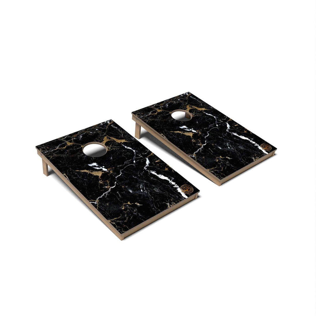 Slick Woody's Cornhole Co. Cornhole Board Black Marble Cornhole Boards - Tailgate