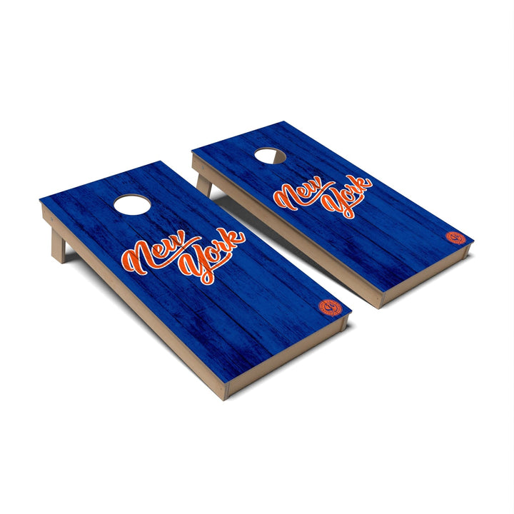 Slick Woody's Cornhole Co. Cornhole Board Blue/Orange Solid Baseball New York Cornhole Boards - Backyard